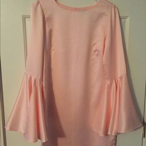 Cute bell sleeve light pink dress